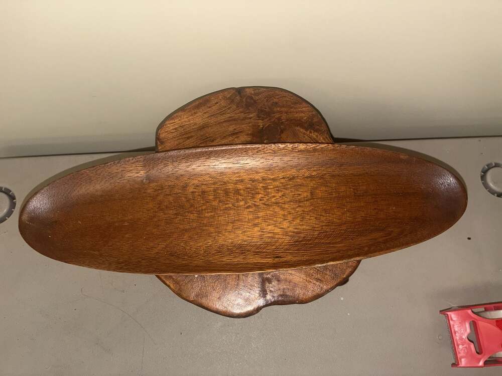Vintage Cellar Hand Crafted Monkey Pod Wood Oblong Serving Bowl